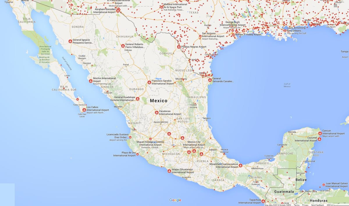aeroportos do México mapa