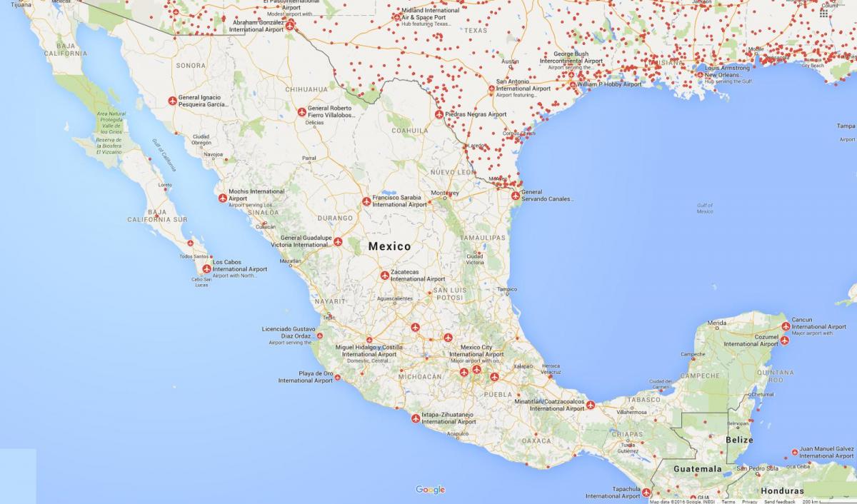 aeroportos do México mapa