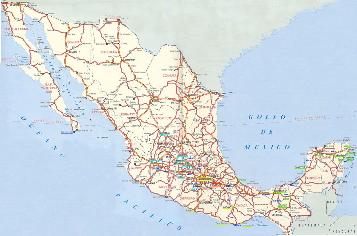 mapa do México condução