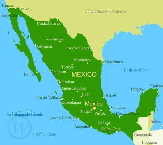 costa oeste do México mapa