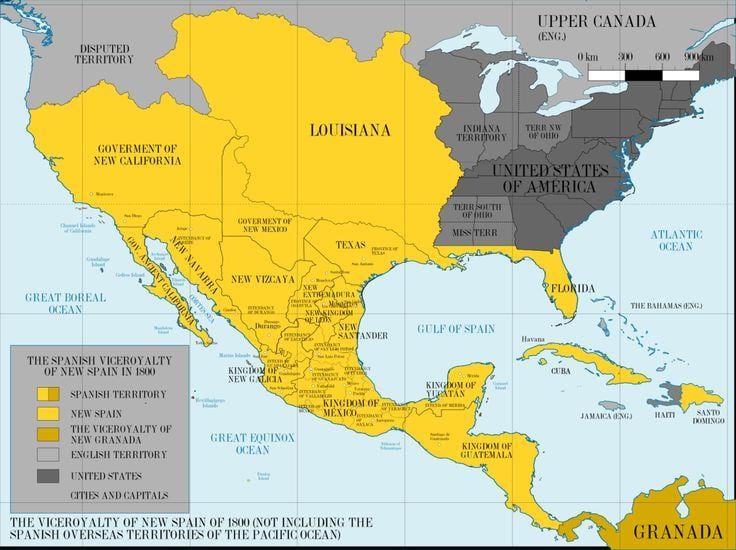 mapa do México 1800