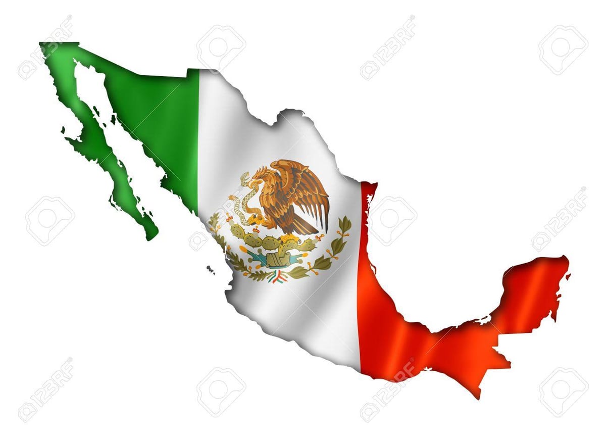 mapa do México bandeira