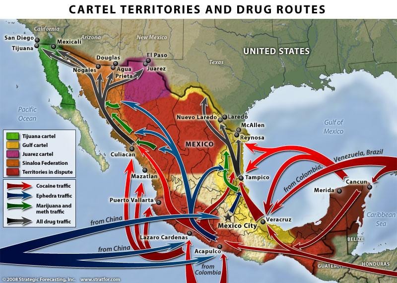 droga mexicanos guerra mapa