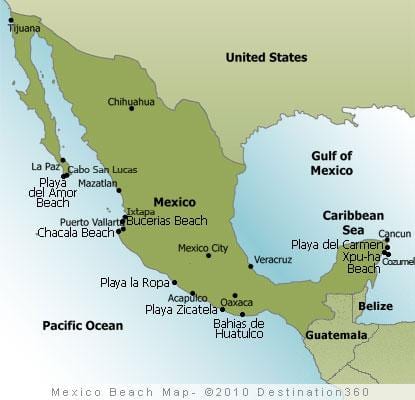 costa leste do México mapa