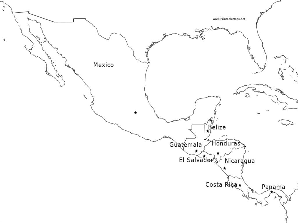 mapa do México, américa central