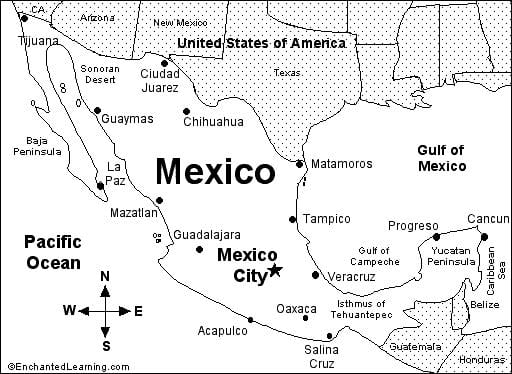 mapa do México escolas