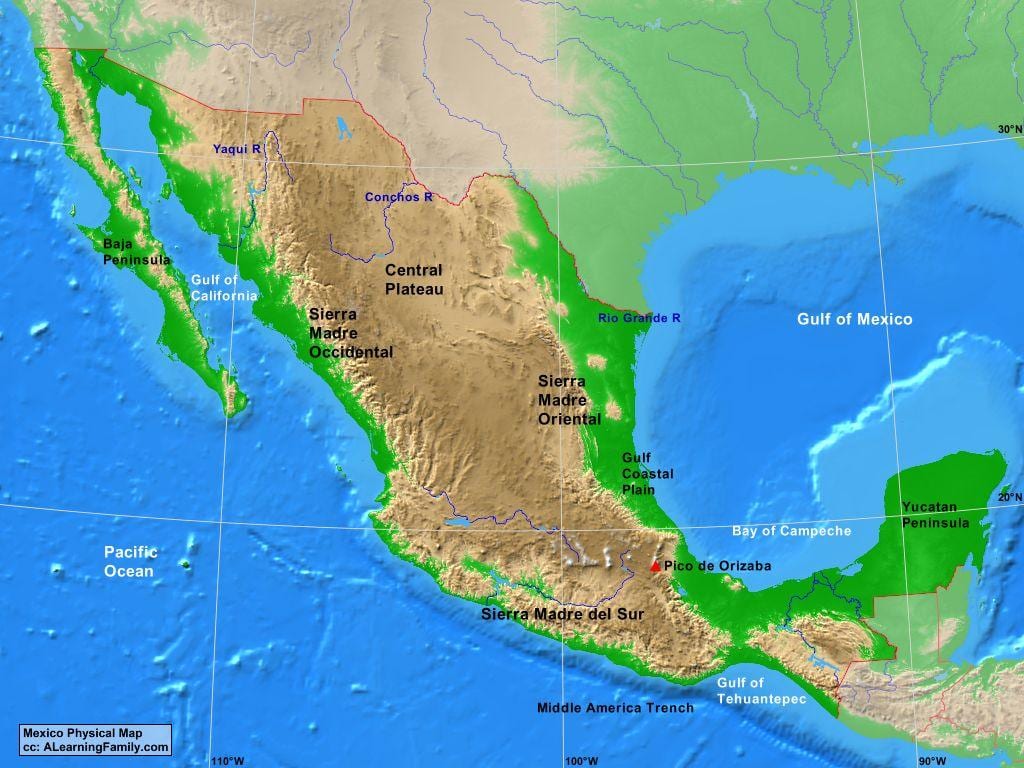 mapa do México formações