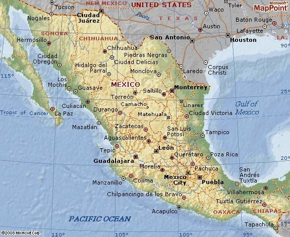 geografia do México mapa