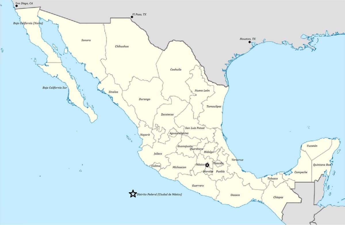 mapa do México por estado