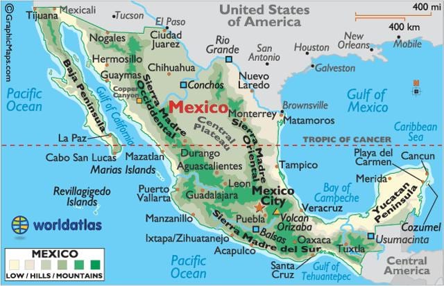 México montanhas mapa