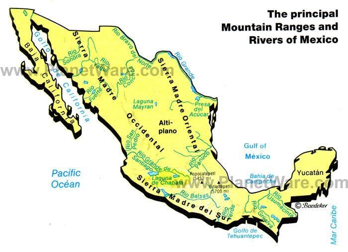 mapa do México serras