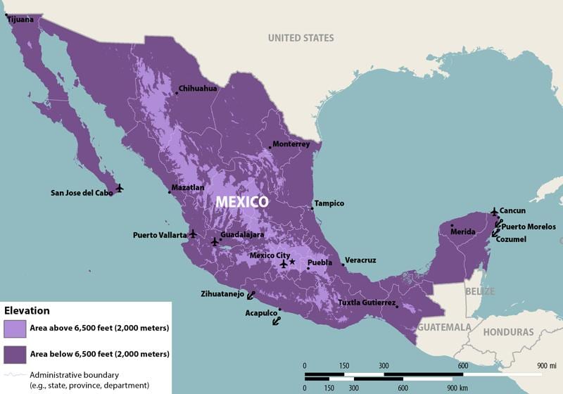 mapa do México zika
