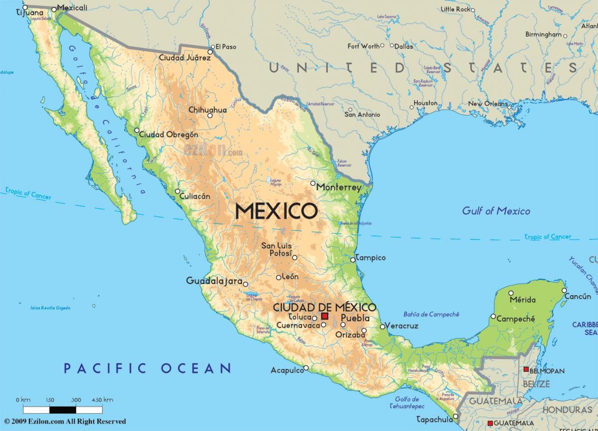 mapa do México e américa