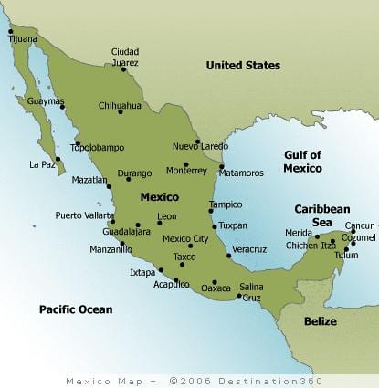 praias do México mapa