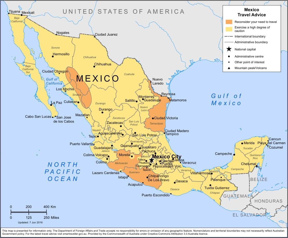 costa do México, mapa de