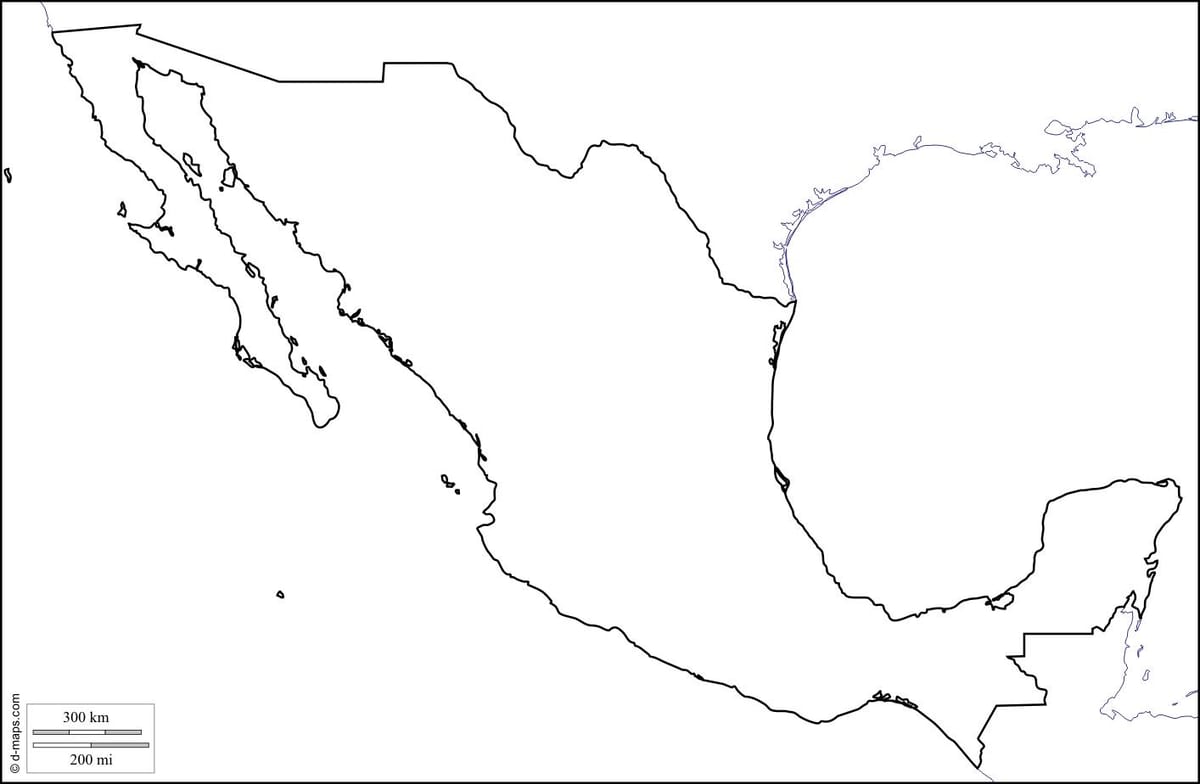 mapa de contorno do México