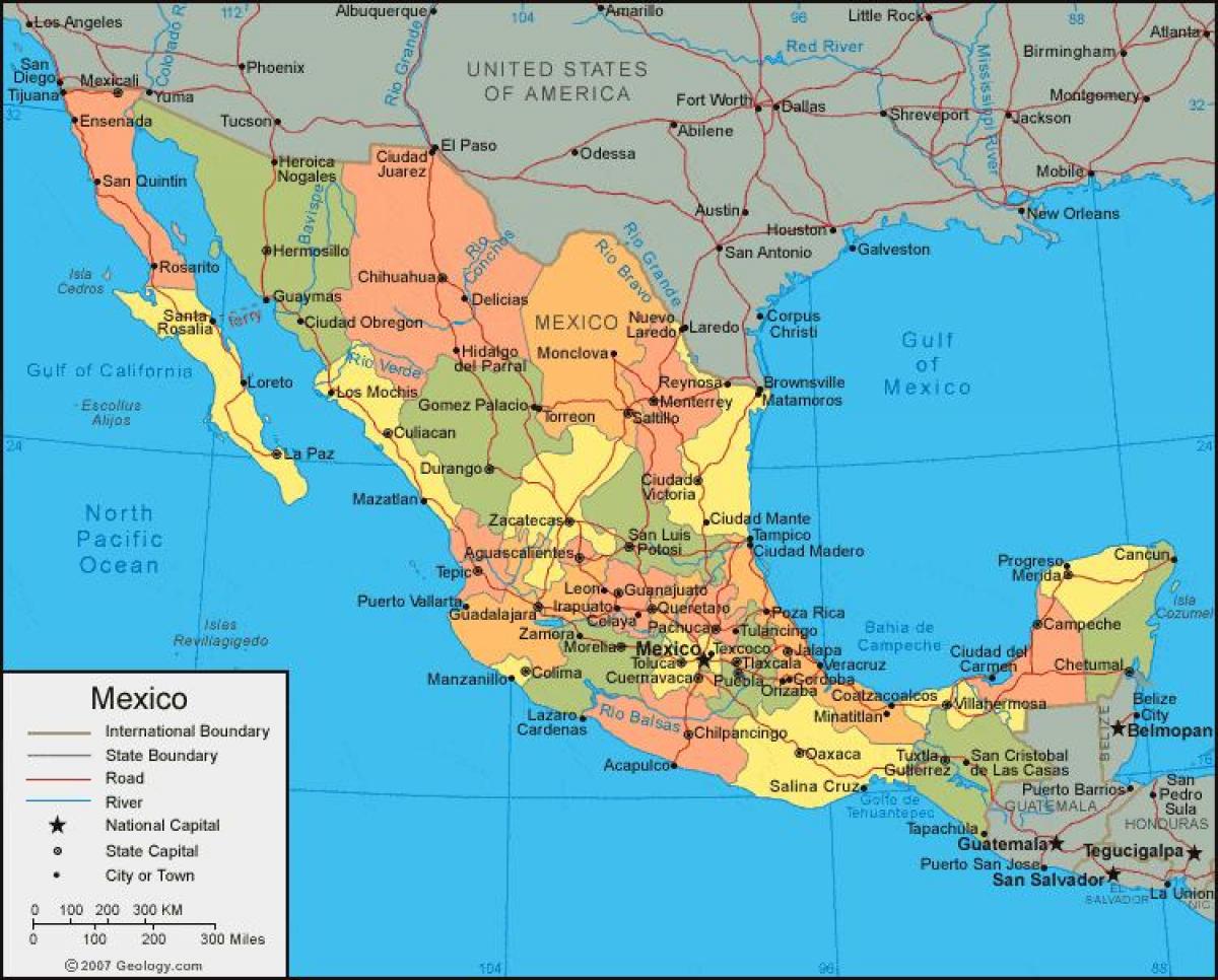 México ocidental mapa