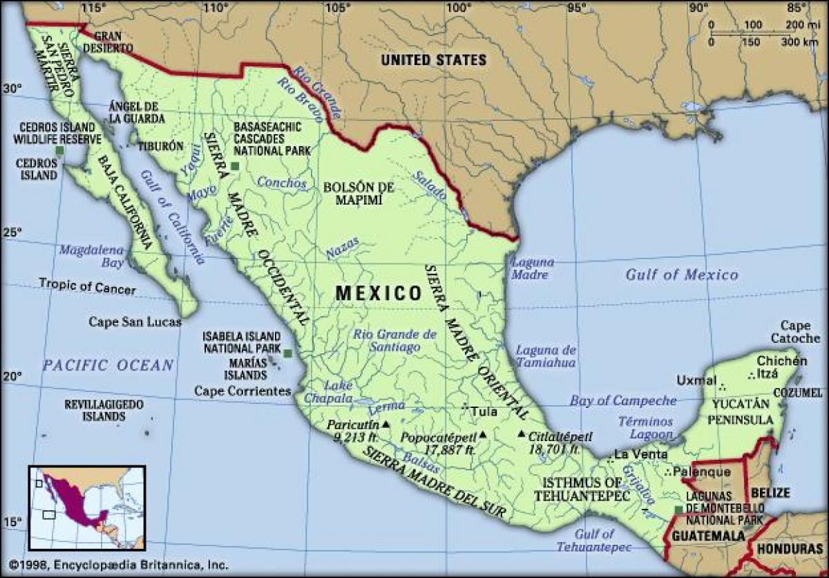 México mapa para crianças