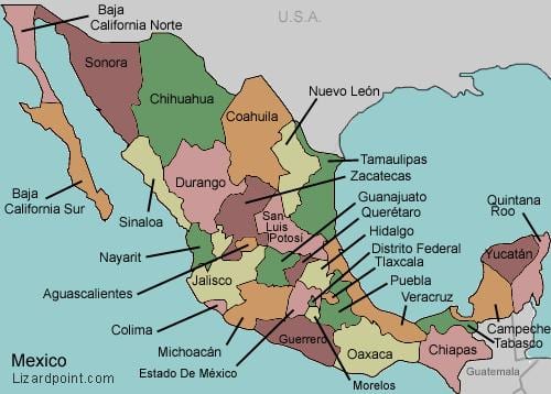 mapa de estados do México