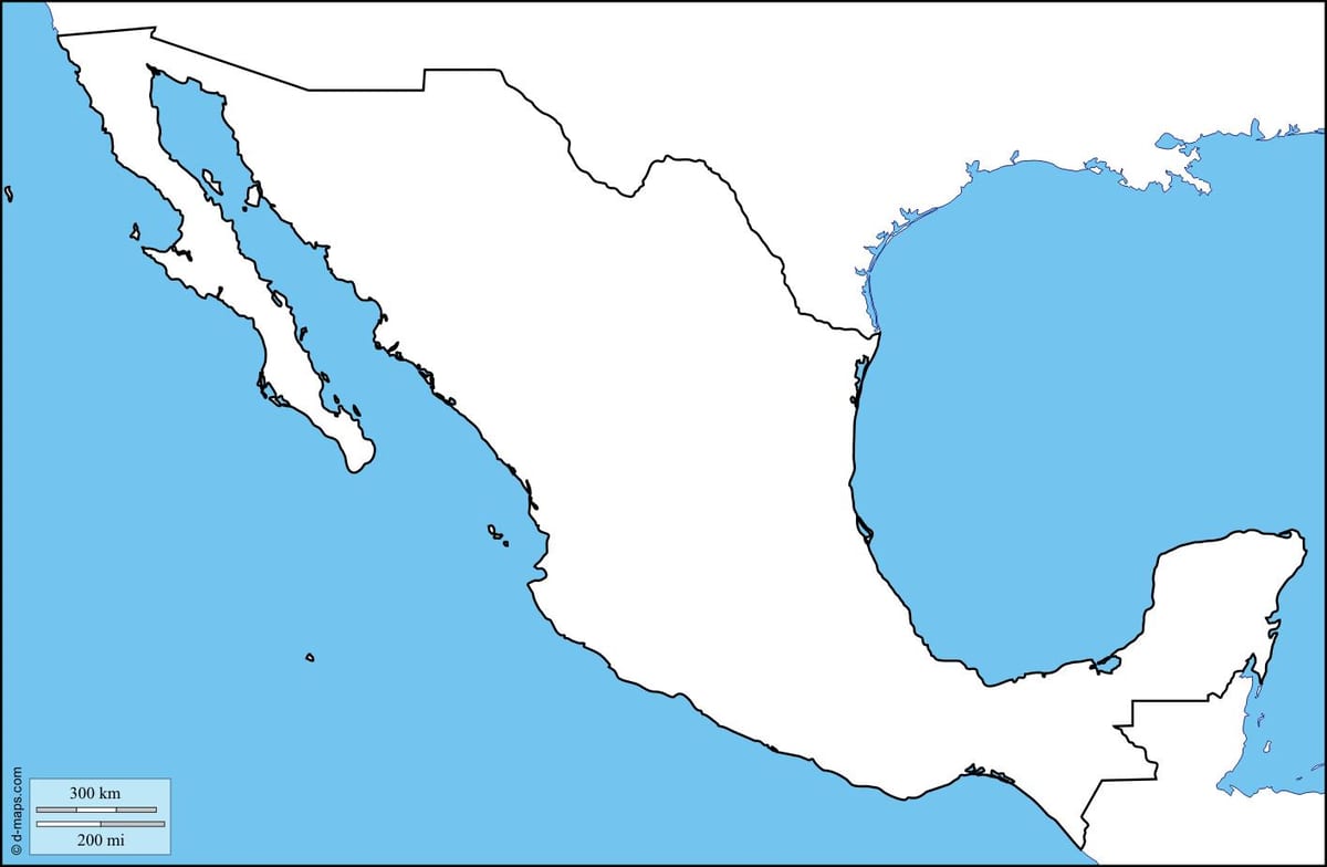 em branco o México mapa