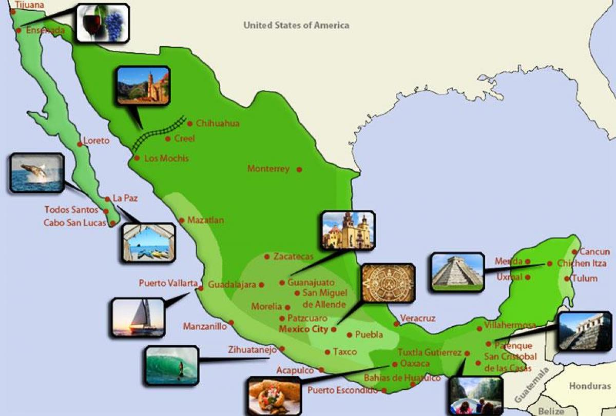 mapa turístico do México