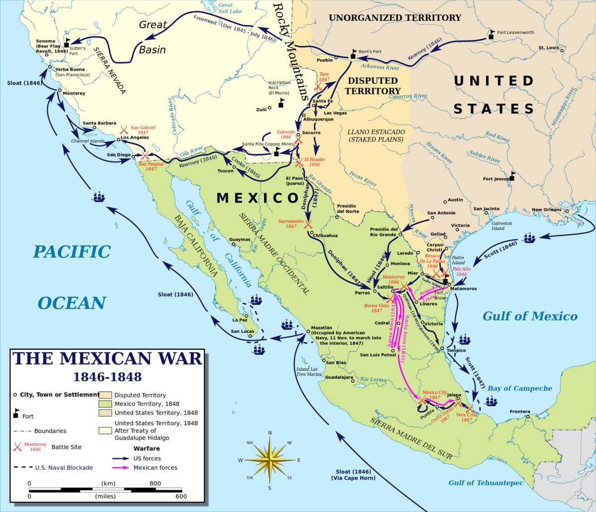 mapa da guerra mexicano mapa