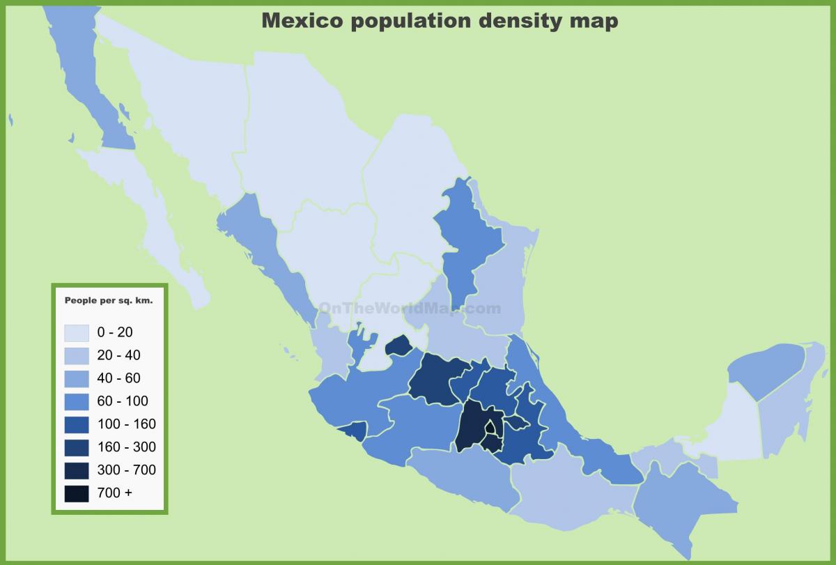 densidade populacional mapa do México