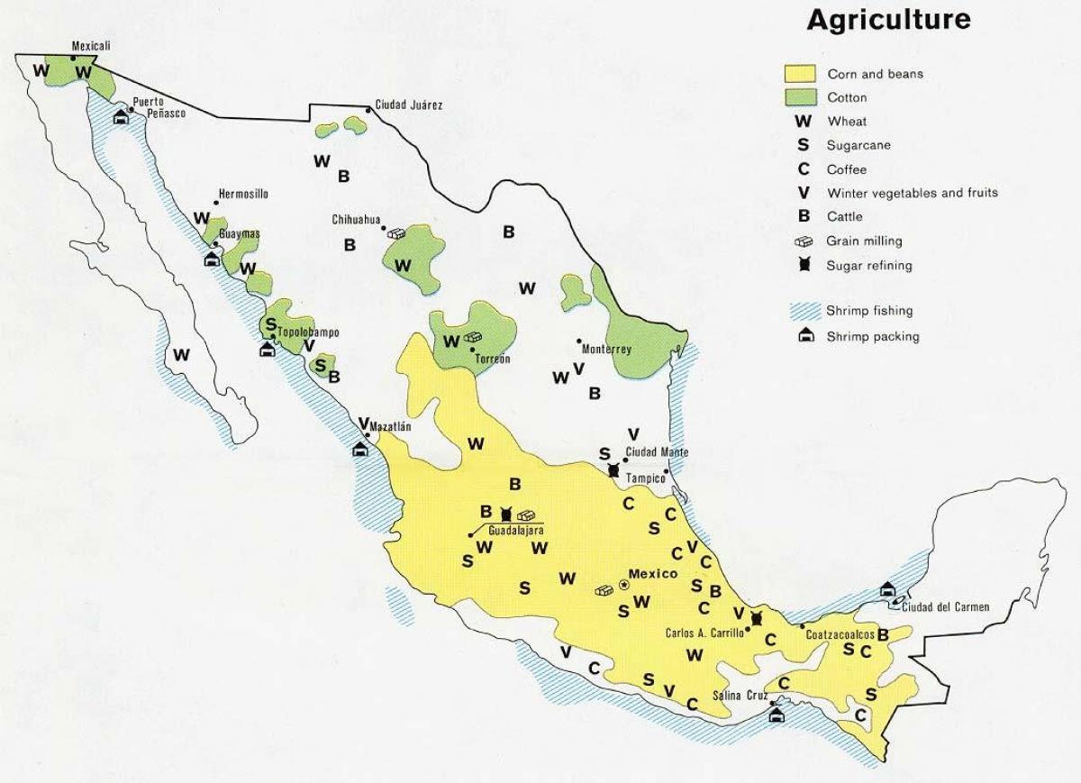 mapa do México agricultura