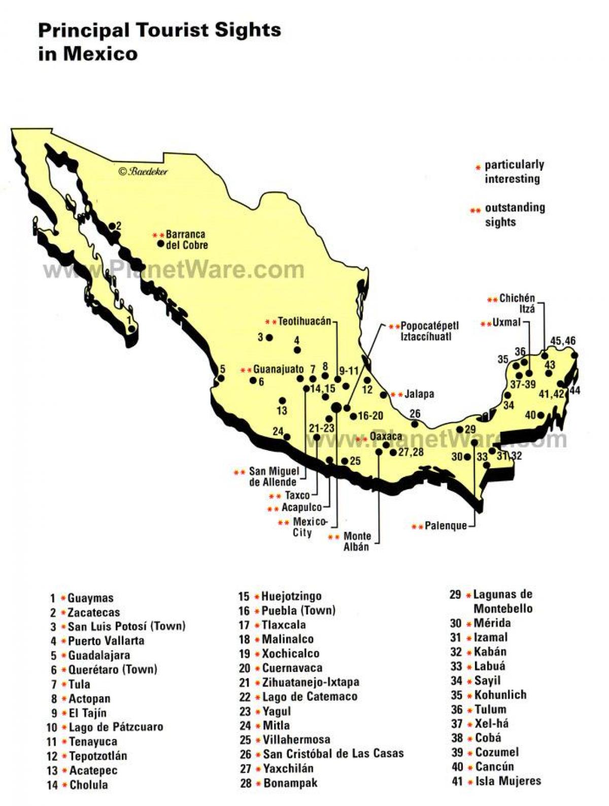 México atrações mapa