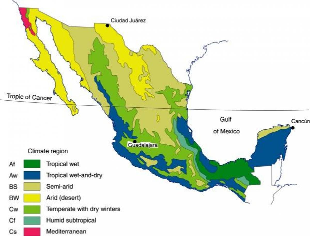 clima mapa do México