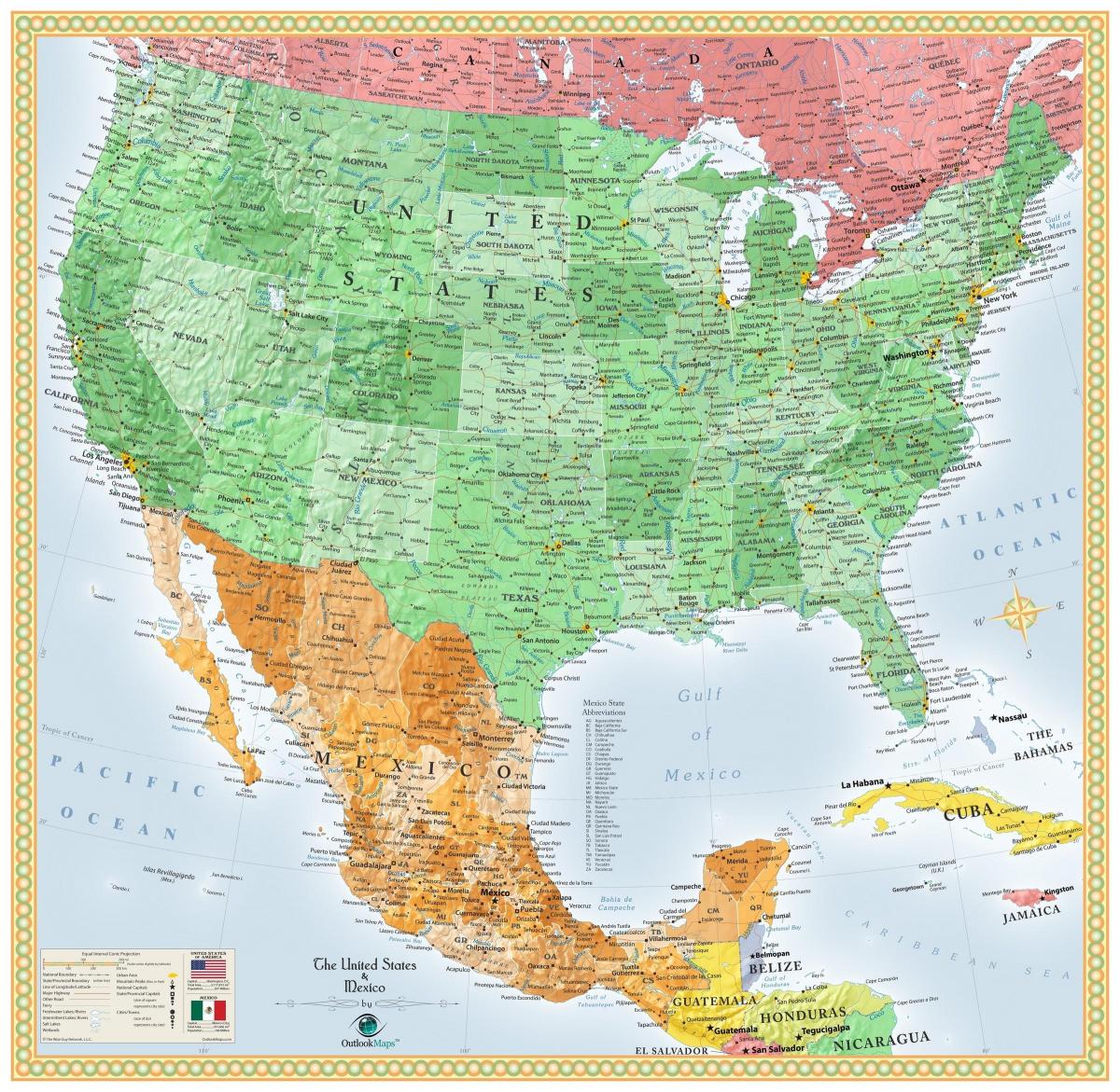 eua e México mapa