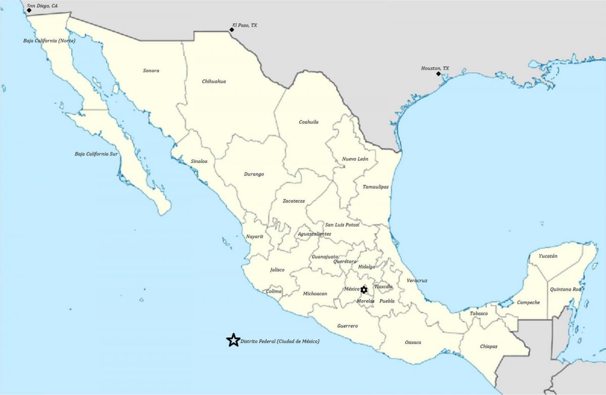 estados do México mapa