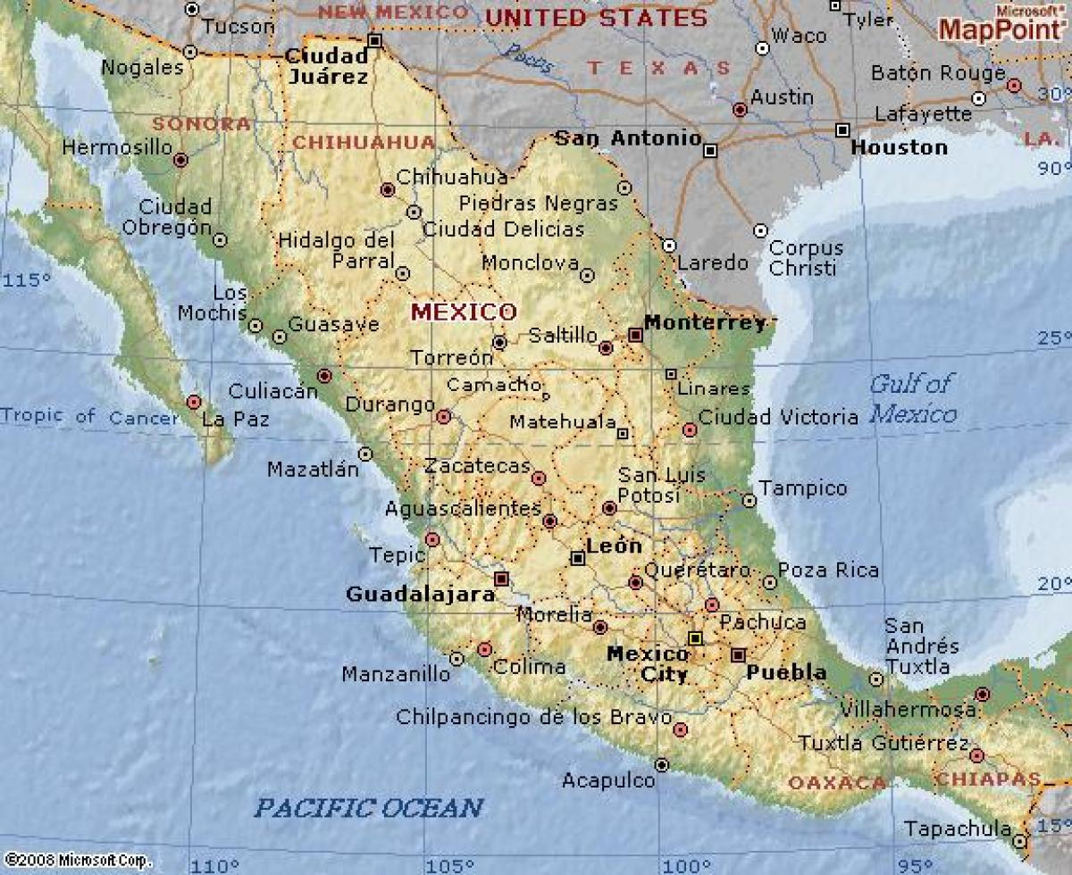 geografia do México mapa