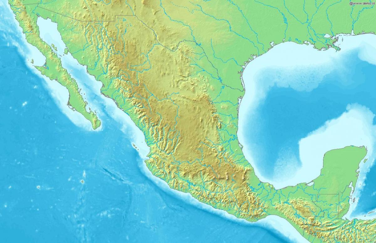 mapa do México terreno