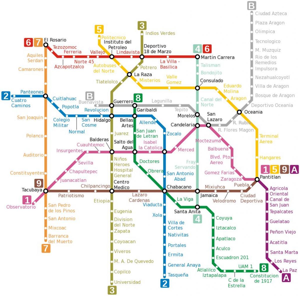 mapa de metrô no México
