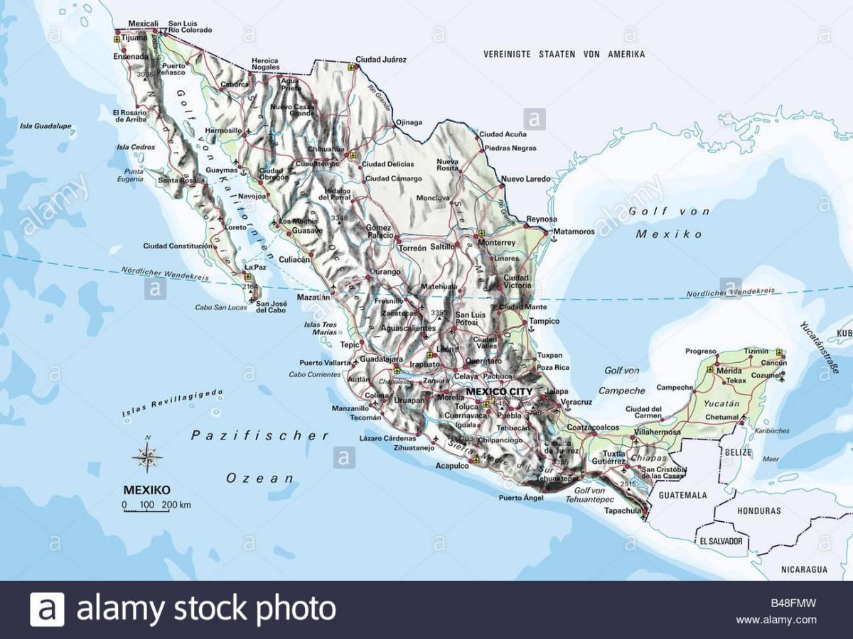 mapa do México, oceano
