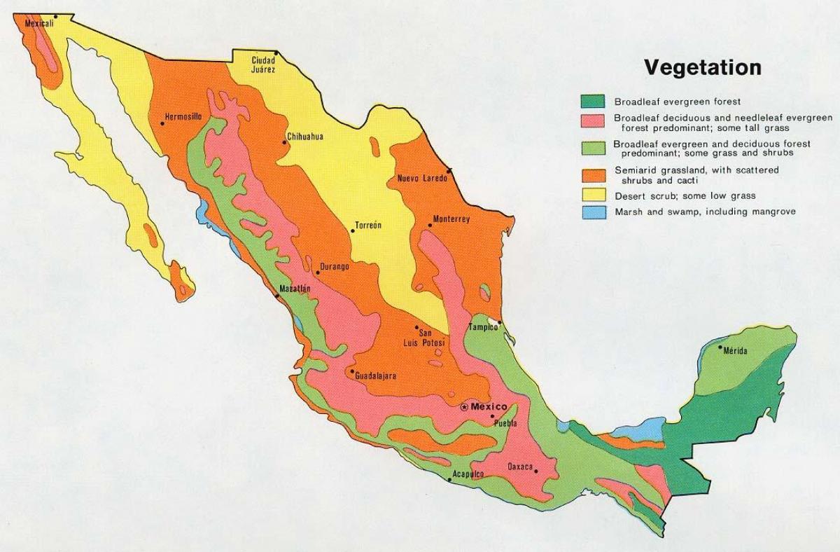 mapa do México, natual de recursos