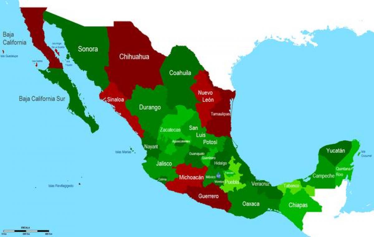 mapa do México segurança
