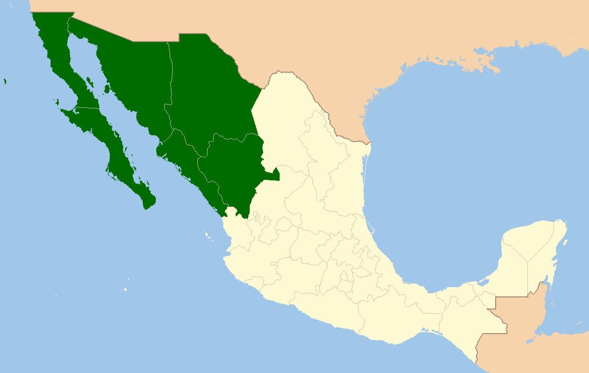 mapa do nordeste do México