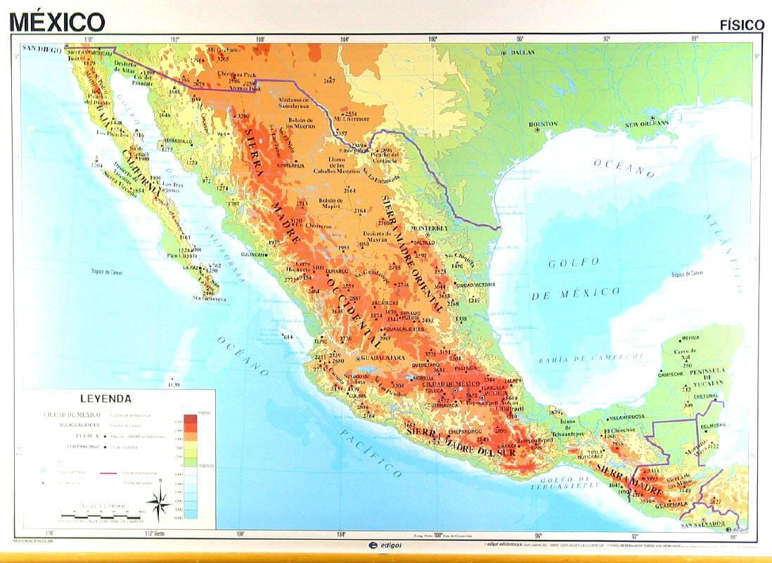 mapa geográfico do México
