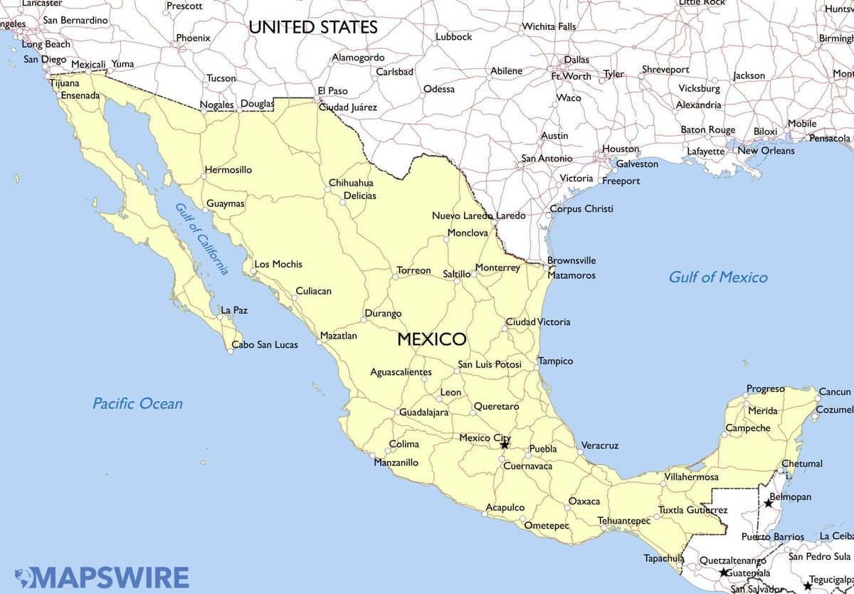 mapa do México tempestade