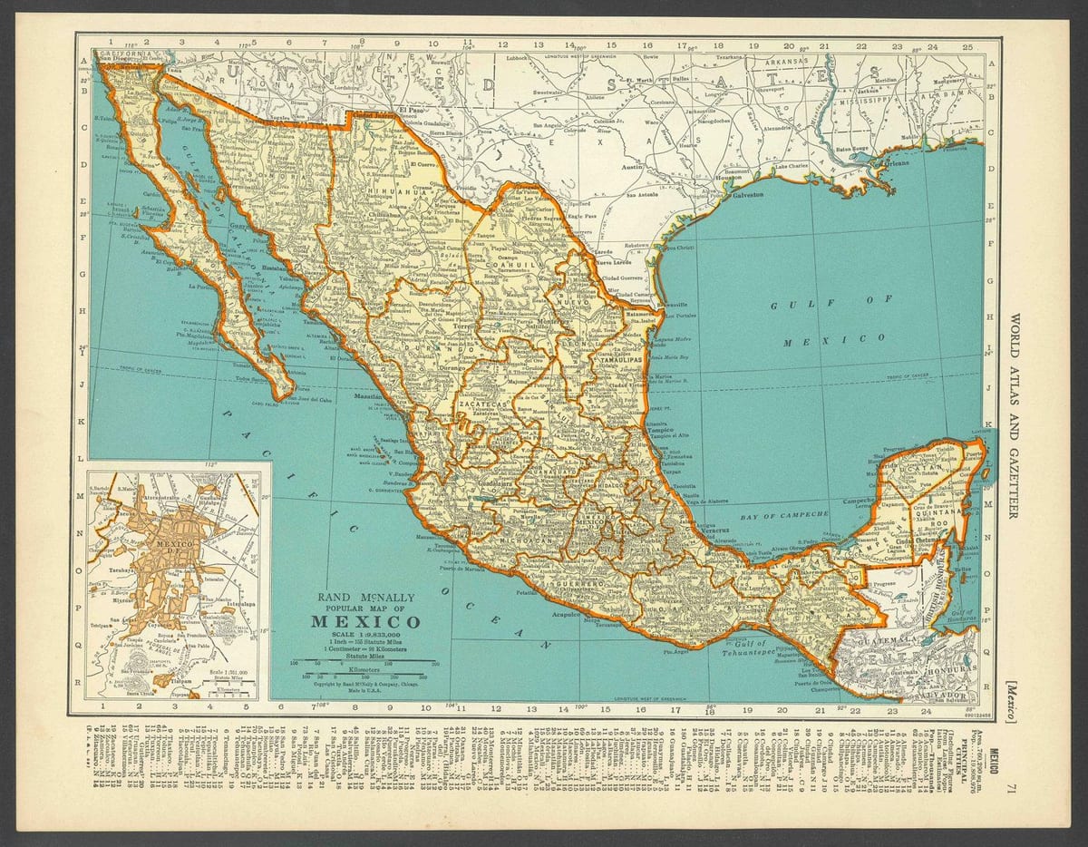 vintage mapa do México