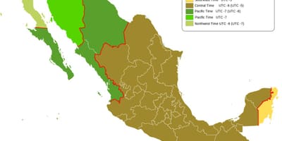 Mapa de fuso horário do México