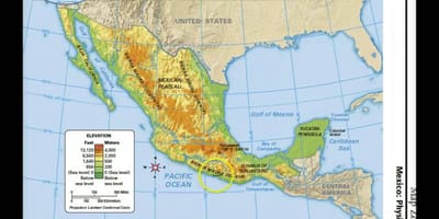 México mapa de características físicas