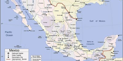 Mapa do México, da costa do pacífico resorts