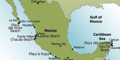 Costa leste do México mapa