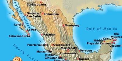 México destinos de férias mapa