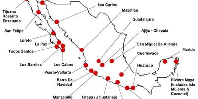 Mapa do México destinos