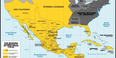 Mapa do México, em 1800,