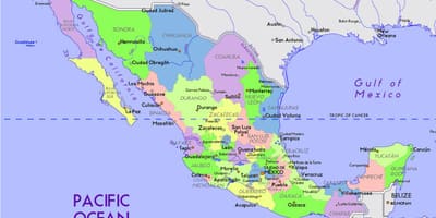 México mapa, com capital
